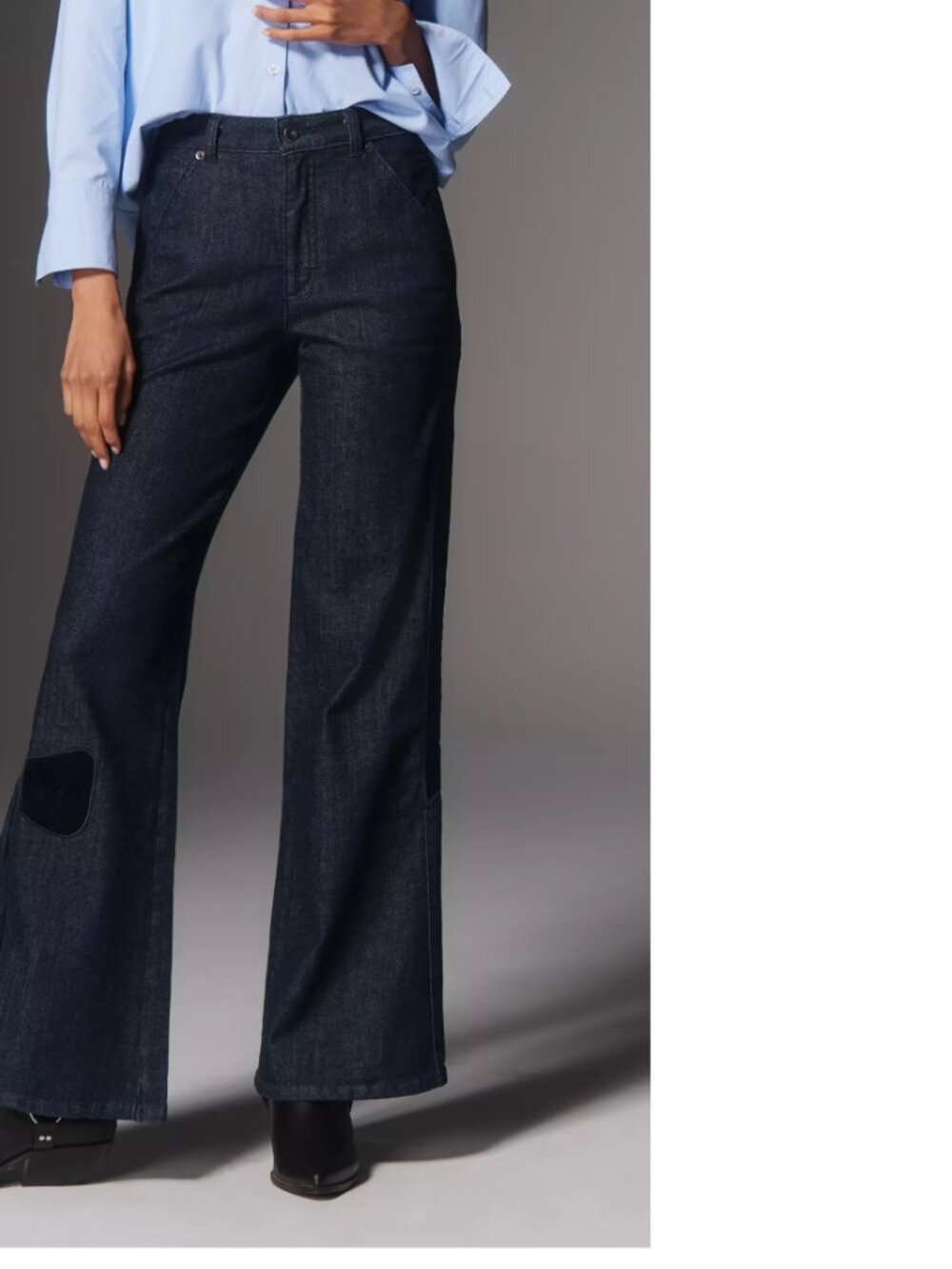 Anthropologie Maeve Bow Peep High-Rise Flare Jeans 29 denim rinse blue new nwt - Picture 3 of 9